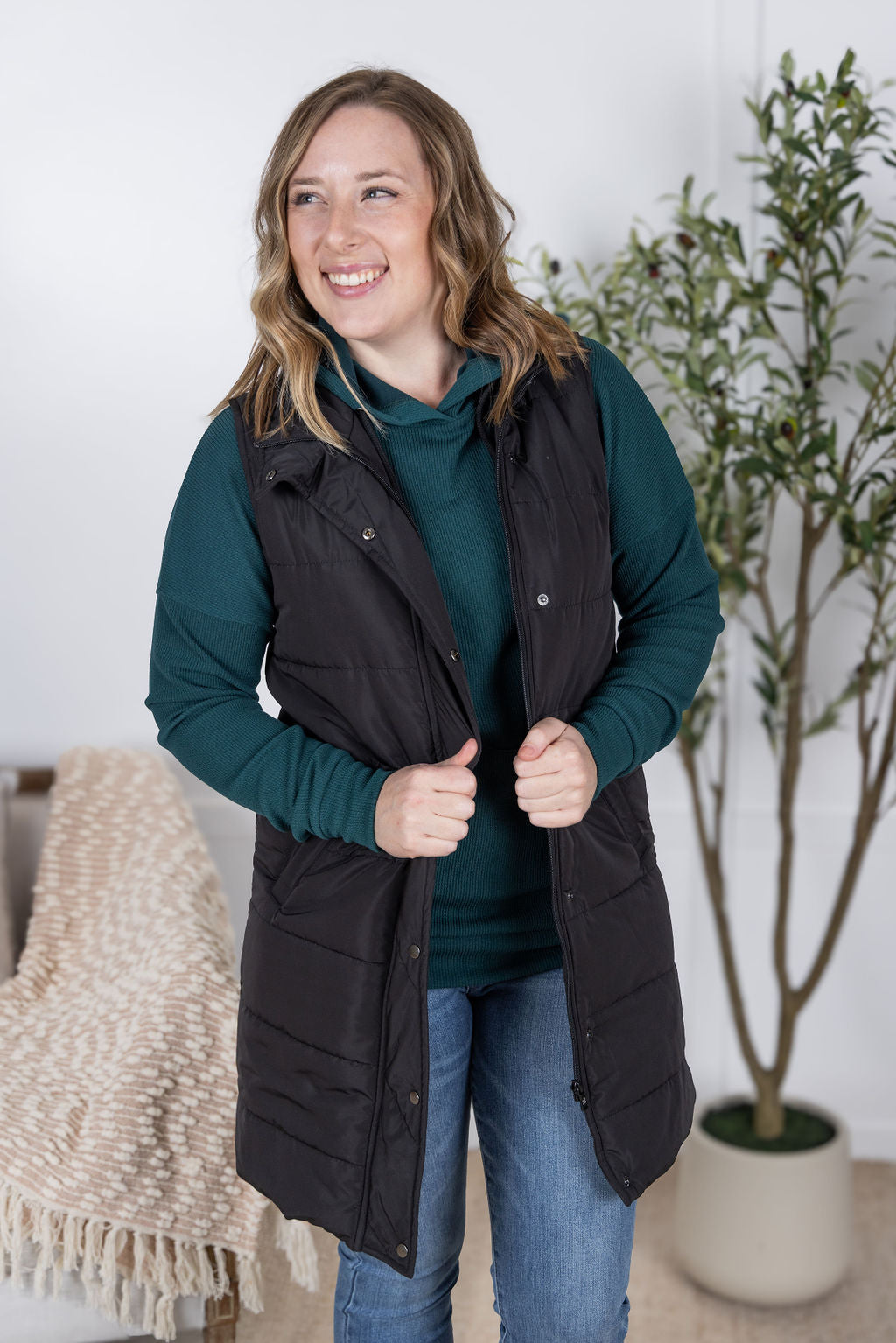 Harlow Long Vest - Black